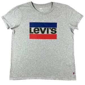 Levi's Graphic T Shirt Men's Medium Heather Gray Logo Tee Crew Neck Short Sleeve